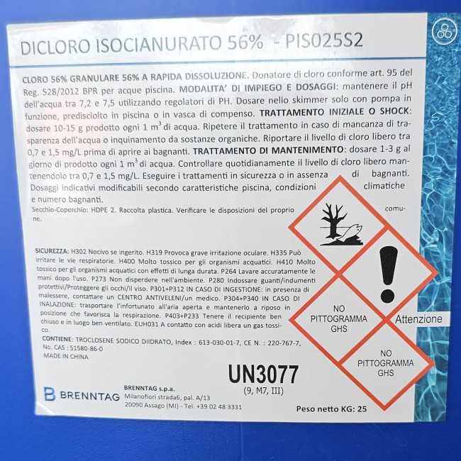 Cloro per Piscine al 56% Conf. da 25 Kg