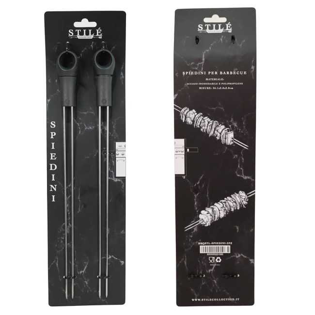 Spiedini per BBQ in Acciaio Inossidabile Conf. da 2 pz