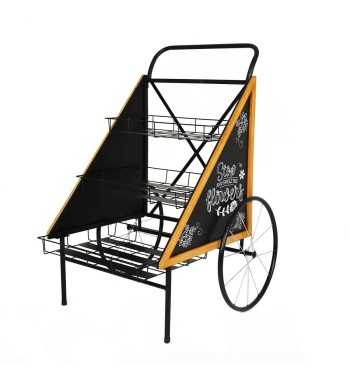 Carretto Espositore in Ferro e Legno di Abete 76x68xH.106,5 cm