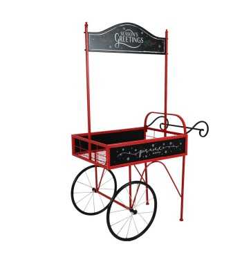 Carretto Espositore Natalizio in Ferro e Legno di Abete 92x67xH.167 cm