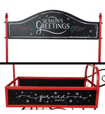 Carretto Espositore Natalizio in Ferro e Legno di Abete 92x67xH.167 cm