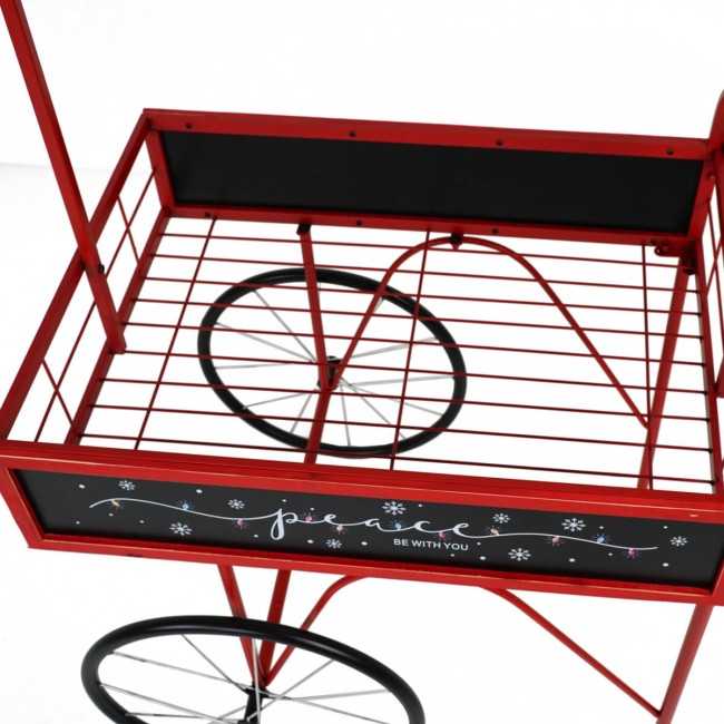 Carretto Espositore Natalizio in Ferro e Legno di Abete 92x67xH.167 cm