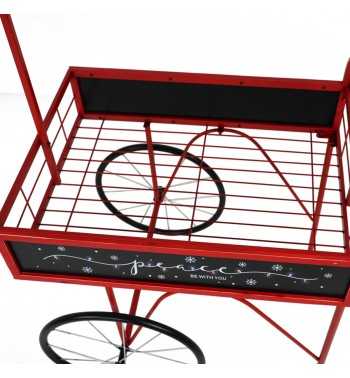 Carretto Espositore Natalizio in Ferro e Legno di Abete 92x67xH.167 cm