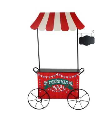 Carretto Espositore Natalizio in Ferro e Legno di Abete 149x39xH.213 cm