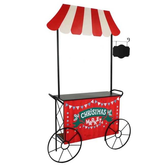 Carretto Espositore Natalizio in Ferro e Legno di Abete 149x39xH.213 cm