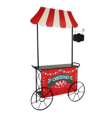 Carretto Espositore Natalizio in Ferro e Legno di Abete 149x39xH.213 cm