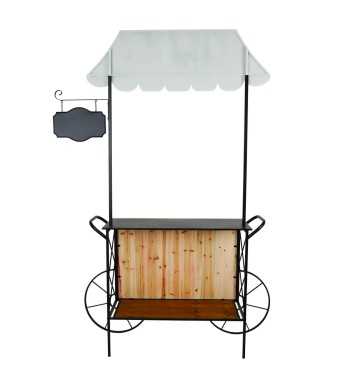 Carretto Espositore Natalizio in Ferro e Legno di Abete 149x39xH.213 cm