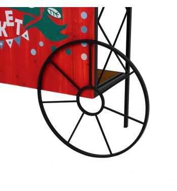 Carretto Espositore Natalizio in Ferro e Legno di Abete 149x39xH.213 cm