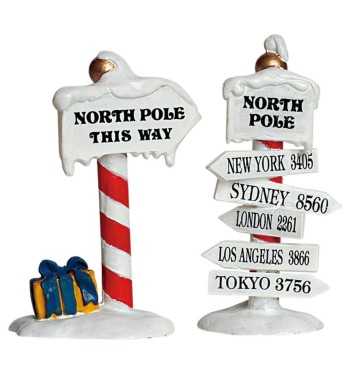 North Pole Signs, Set Of 2 - Lemax 64455
