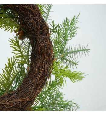 Ghirlanda Natalizia Verde con Pigne D.40 cm in PE