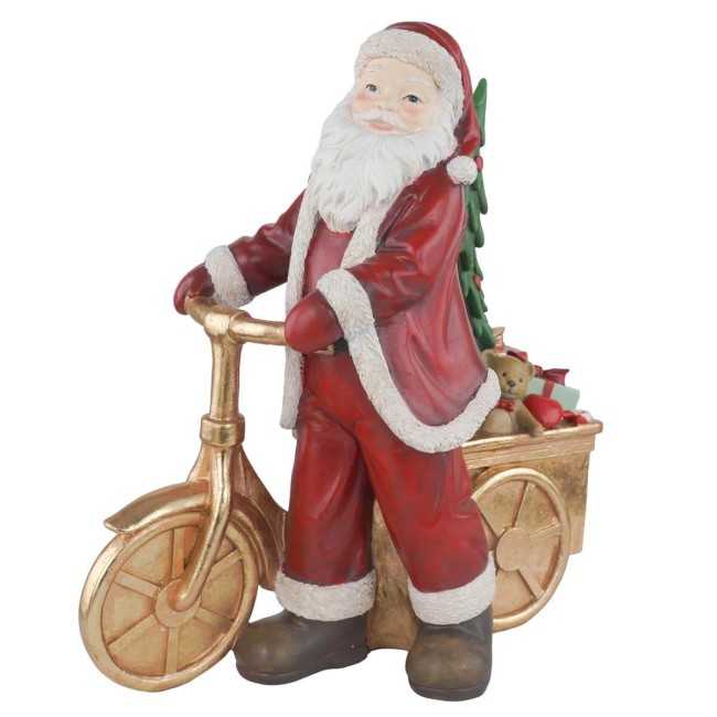 Babbo Natale con Bici in Resina H.47,5 cm