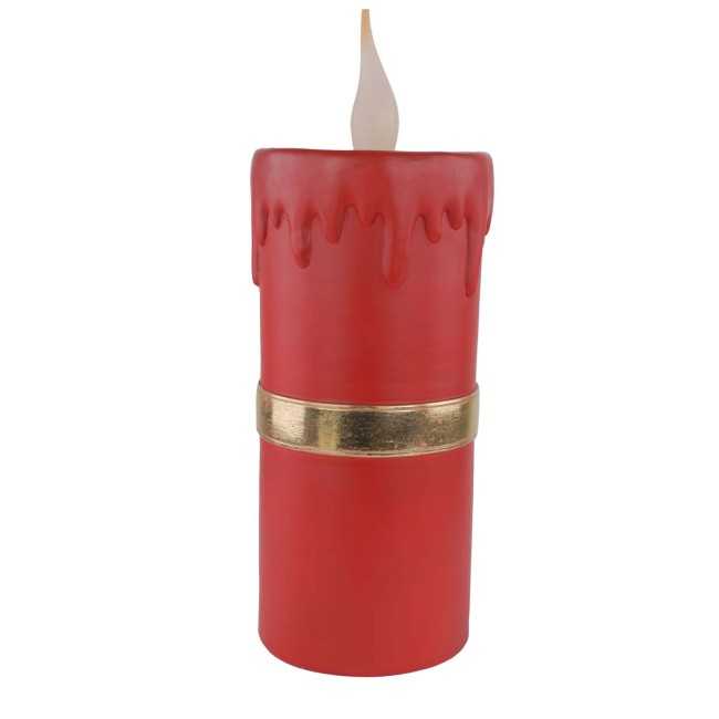 Candela Natalizia Rossa con Led in Resina H.44 cm