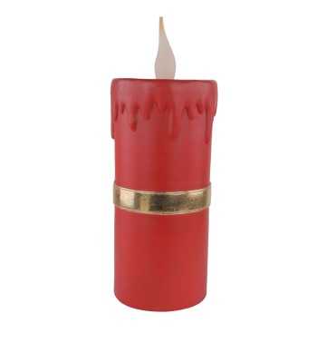 Candela Natalizia Rossa con Led in Resina H.44 cm