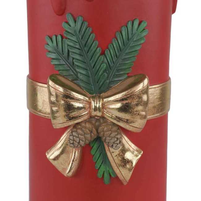 Candela Natalizia Rossa con Led in Resina H.44 cm