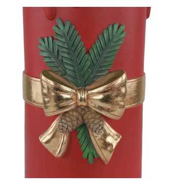 Candela Natalizia Rossa con Led in Resina H.44 cm