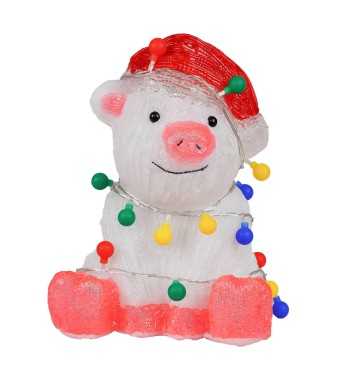 Maialino Natalizio Luminoso H.32 cm