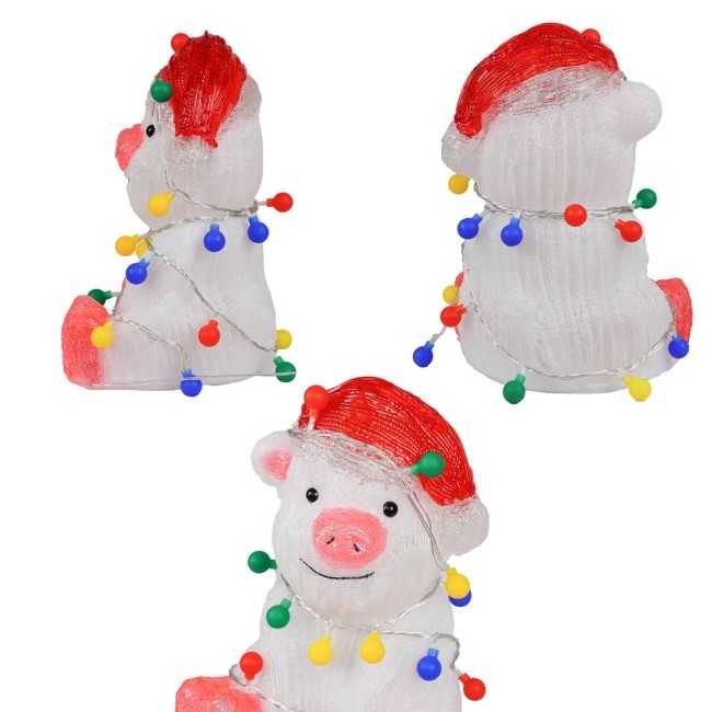 Maialino Natalizio Luminoso H.32 cm