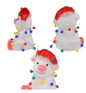 Maialino Natalizio Luminoso H.32 cm