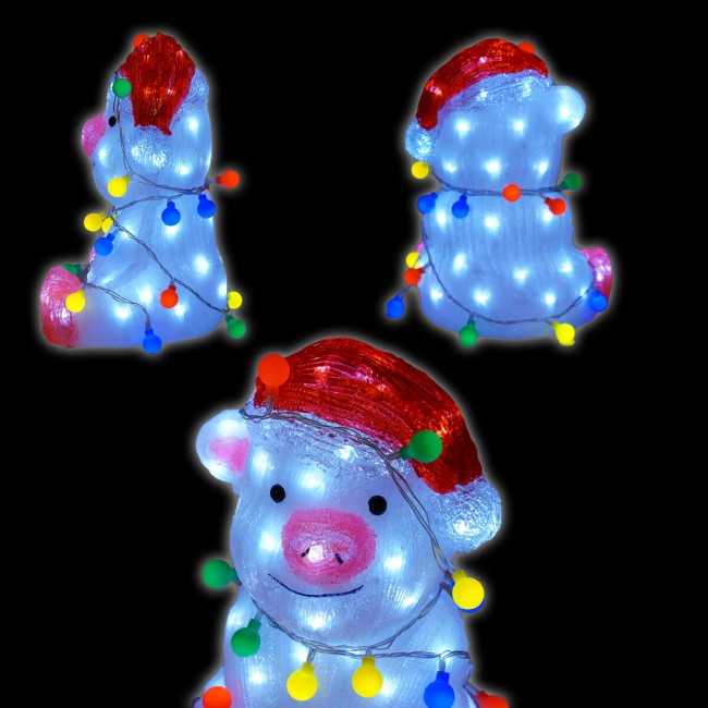 Maialino Natalizio Luminoso H.32 cm