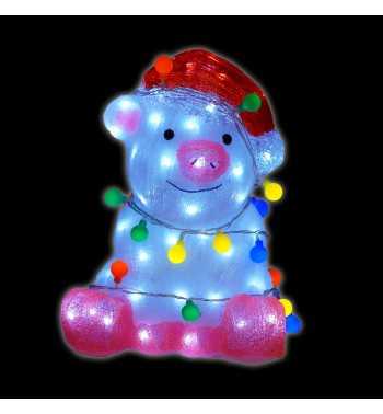 Maialino Natalizio Luminoso H.32 cm