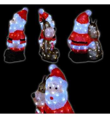 Babbo Natale e Cagnolino Luminoso H.47 cm