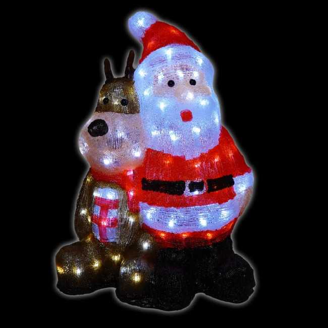 Babbo Natale e Cagnolino Luminoso H.47 cm