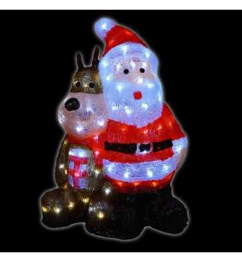 Babbo Natale e Cagnolino Luminoso H.47 cm