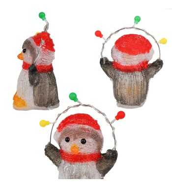 Pinguino Luminoso Natalizio H.22 cm