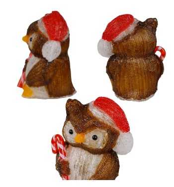 Gufo Luminoso Natalizio H.24 cm