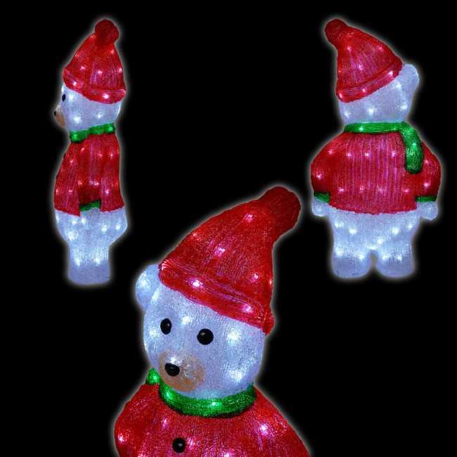 Orso Bianco Luminoso Natalizio H.60 cm