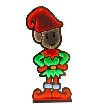 Elfo Natalizio Luminoso 3D con Effetto Infinity Mirror 3 Misure