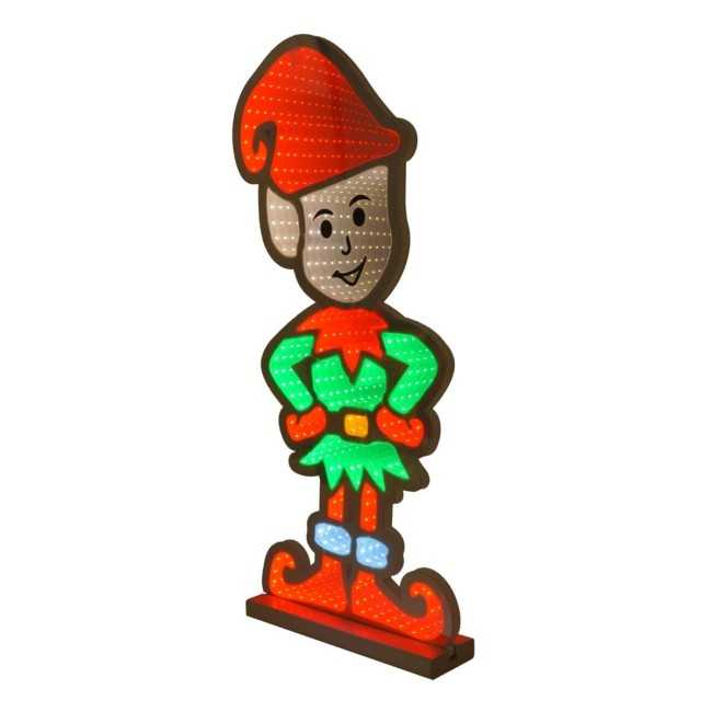 Elfo Natalizio Luminoso 3D con Effetto Infinity Mirror 3 Misure