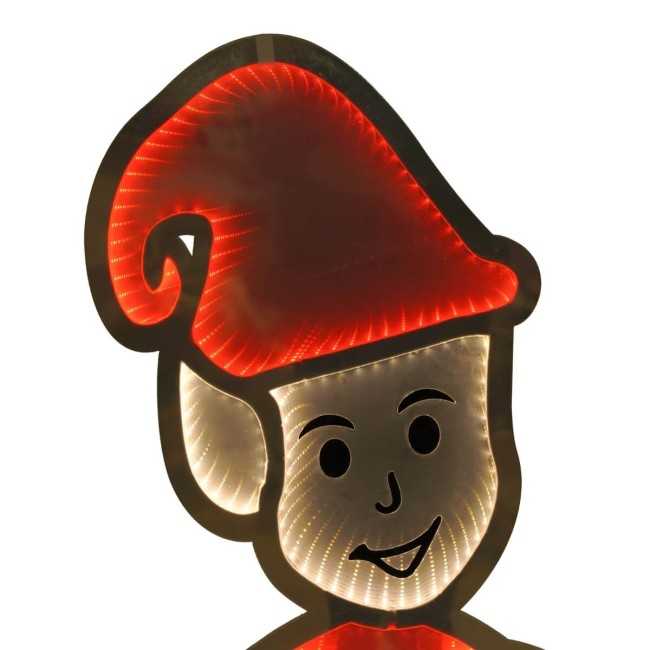 Elfo Natalizio Luminoso 3D con Effetto Infinity Mirror 3 Misure