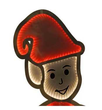 Elfo Natalizio Luminoso 3D con Effetto Infinity Mirror 3 Misure