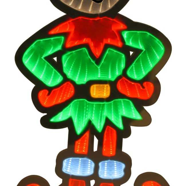 Elfo Natalizio Luminoso 3D con Effetto Infinity Mirror 3 Misure