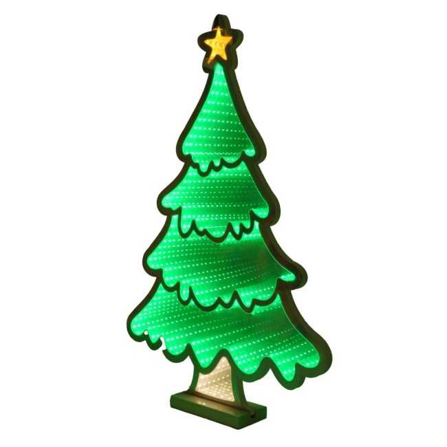 Alberello di Natale Luminoso 3D con Effetto Infinity Mirror