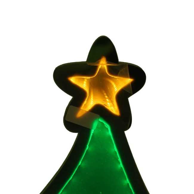 Alberello di Natale Luminoso 3D con Effetto Infinity Mirror