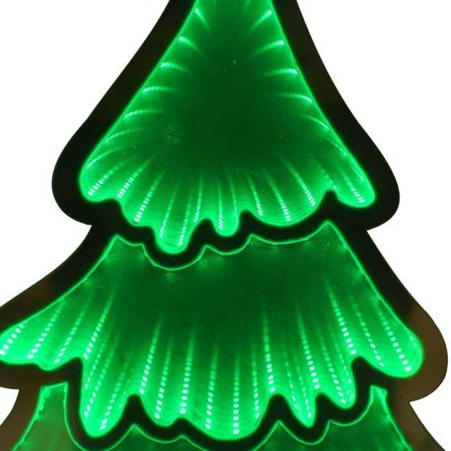 Alberello di Natale Luminoso 3D con Effetto Infinity Mirror
