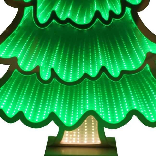 Alberello di Natale Luminoso 3D con Effetto Infinity Mirror