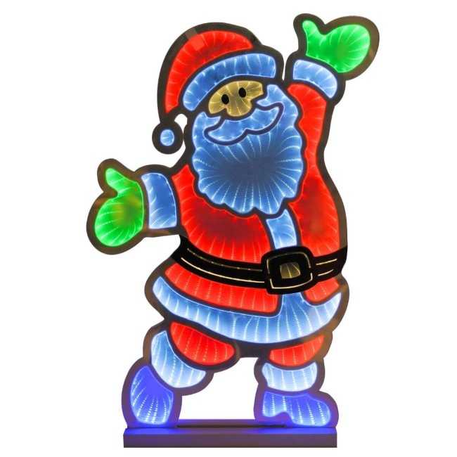 Babbo Natale Luminoso 3D con Effetto Infinity Mirror 3 Misure