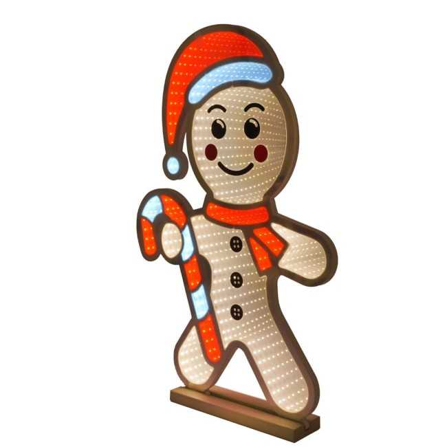 Omino Pan di Zenzero Luminoso 3D con Effetto Infinity Mirror