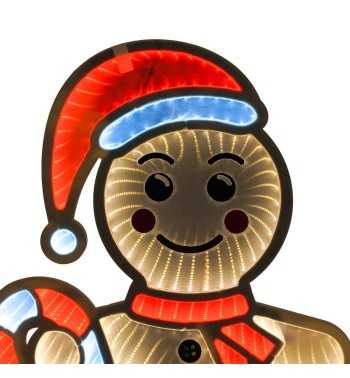 Omino Pan di Zenzero Luminoso 3D con Effetto Infinity Mirror