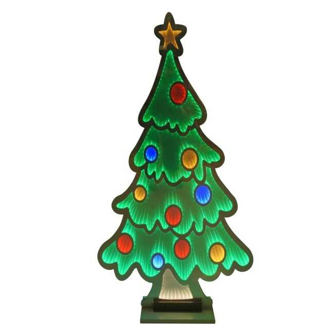 Albero di Natale Luminoso 3D con Effetto Infinity Mirror