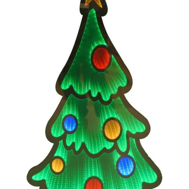 Albero di Natale Luminoso 3D con Effetto Infinity Mirror