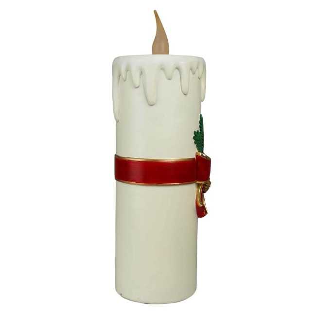 Candela Natalizia Bianca con Led in Resina H.55,7 cm