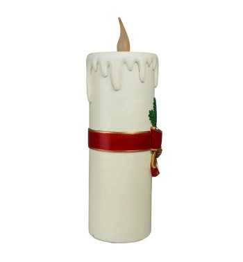 Candela Natalizia Bianca con Led in Resina H.55,7 cm