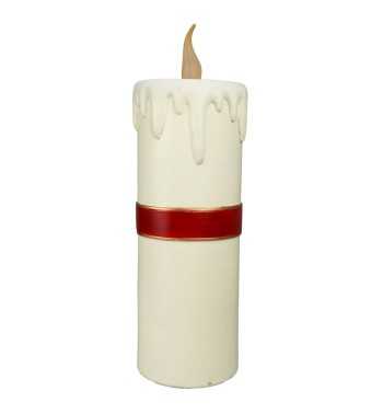 Candela Natalizia Bianca con Led in Resina H.55,7 cm