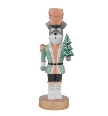 Cane Schiaccianoci Natalizio in Resina con Alberello H.22,5 cm