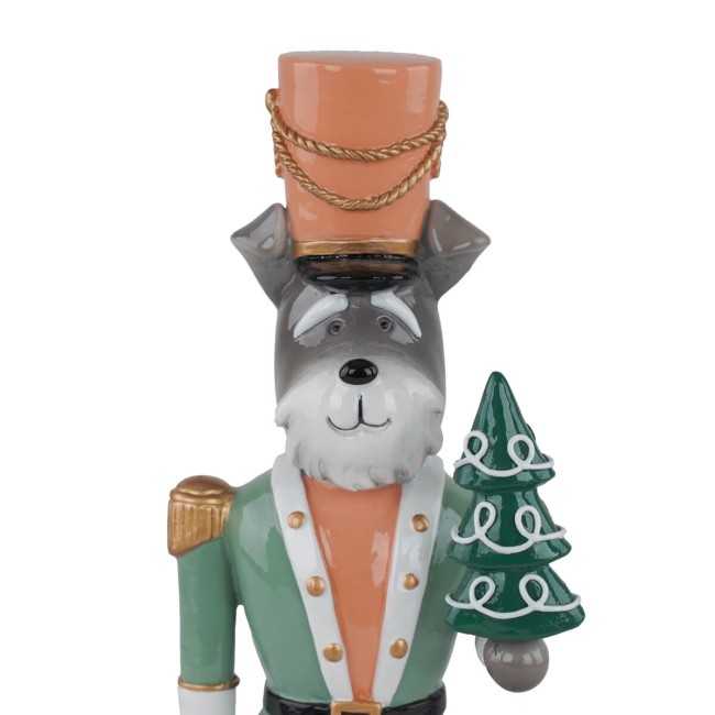 Cane Schiaccianoci Natalizio in Resina con Alberello H.22,5 cm