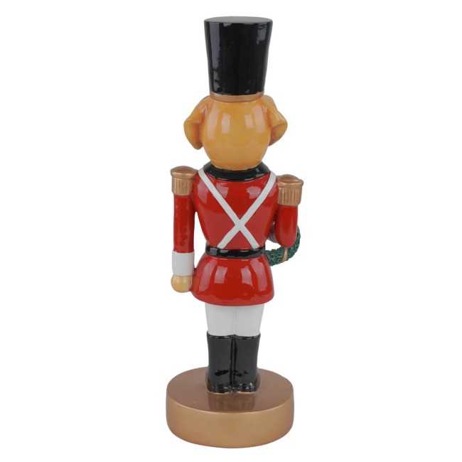 Cane Schiaccianoci Natalizio in Resina con Ghirlanda H.25,5 cm